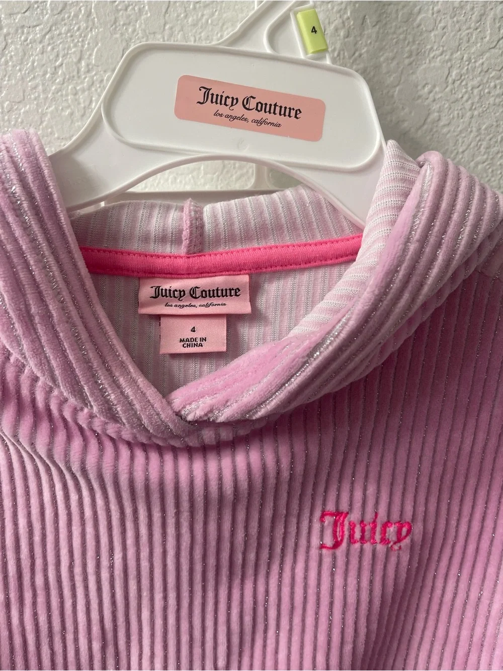 Juicy Couture Girls' Light Pink Corduroy Hoodie & Cargo Joggers Set